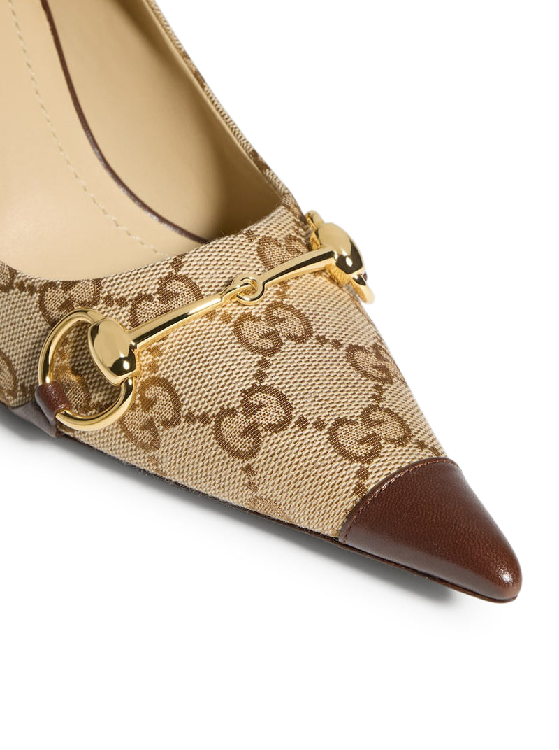 Gucci Women Women`S Gg Leather And Fabric Décolleté