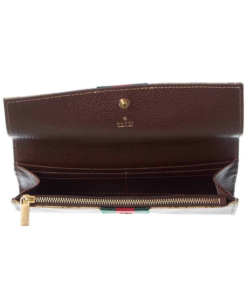 Gucci Long Gg Canvas & Leather Continental Wallet