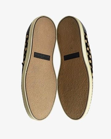 Bottega Veneta Polka-dot Pony-style Slip-on Sneakers in Black Calfskin Leather