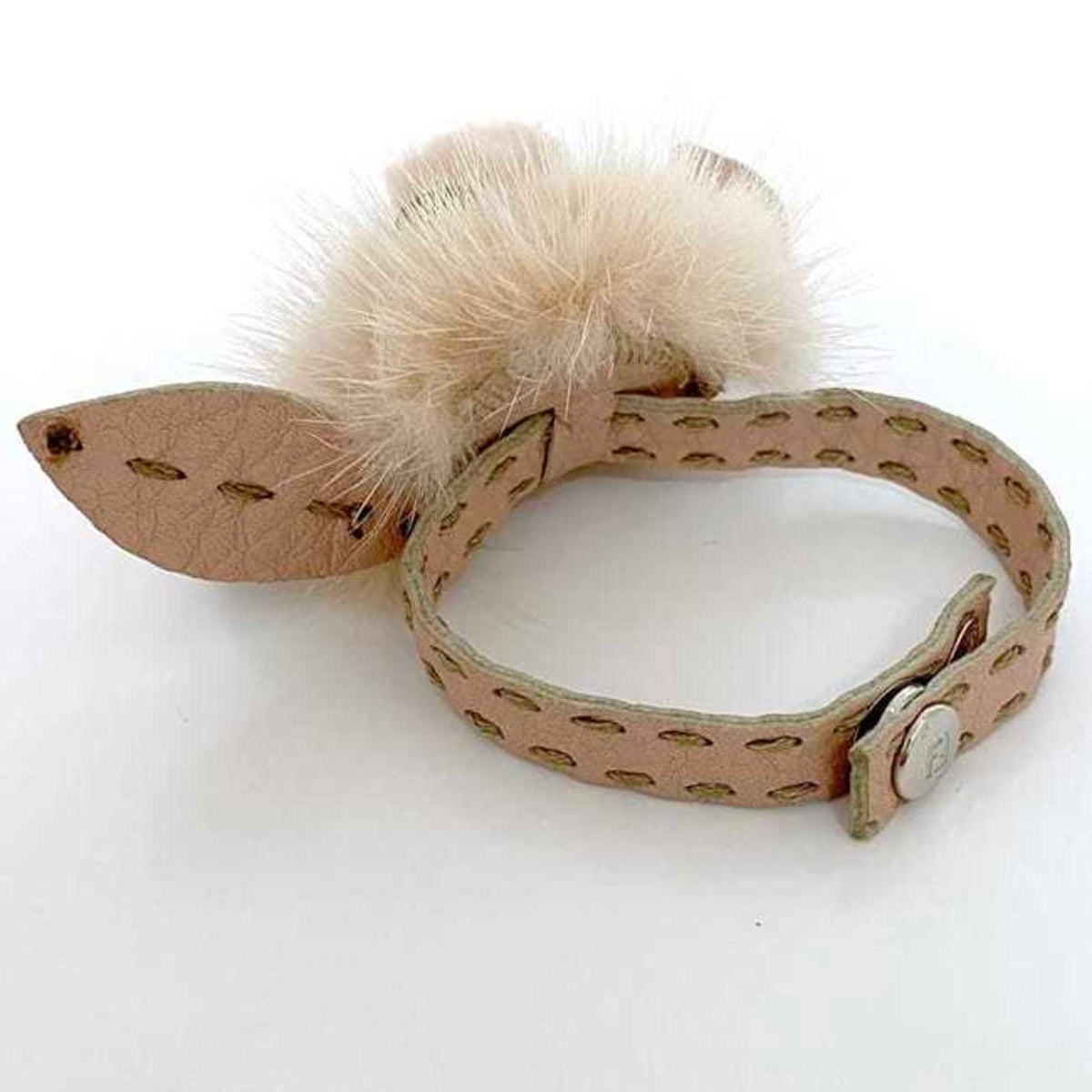 Charm Bracelet Fur and Leather Pink