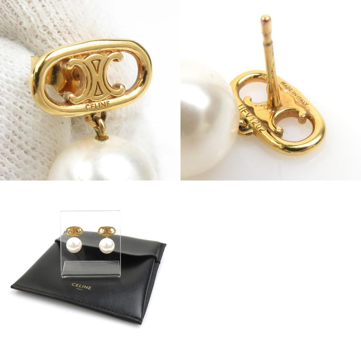 Pearl Earrings Artificial Pearl and Metal