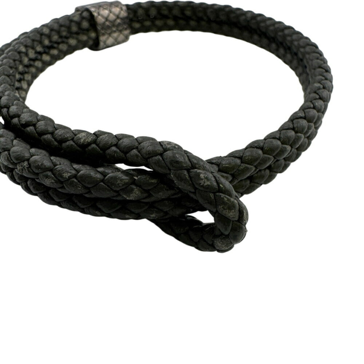 Intrecciato Bangle Leather Gray Bracelet