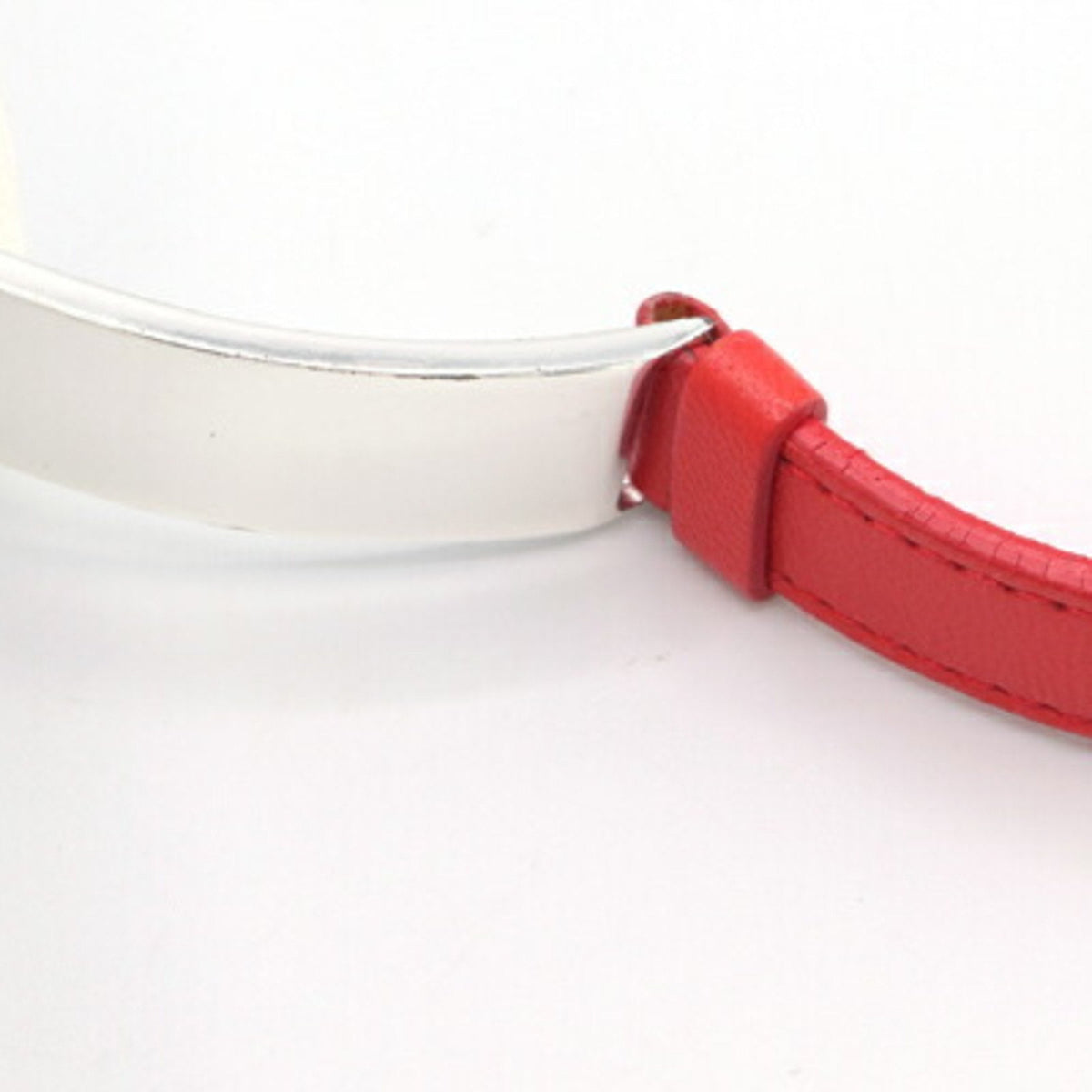 Bracelet Sterling Silver ID Plate Leather Strap