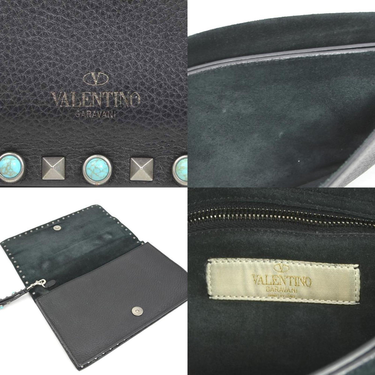 Rolling Rockstud Flap Clutch Leather with Cabochons Medium