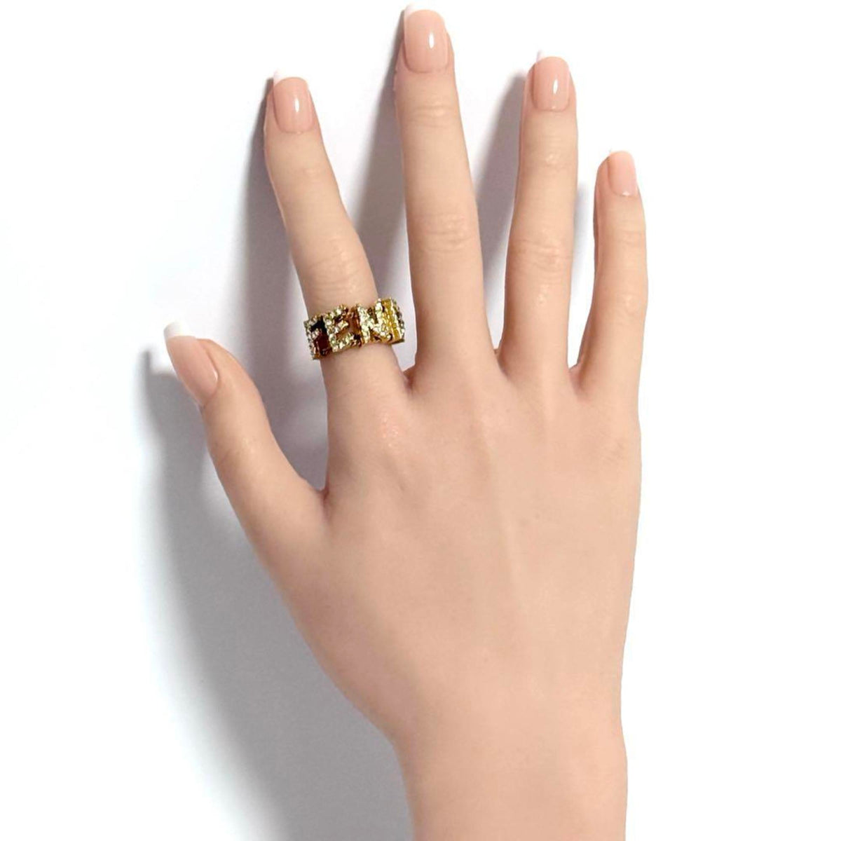 Wide Ring Metal and Rhinestone