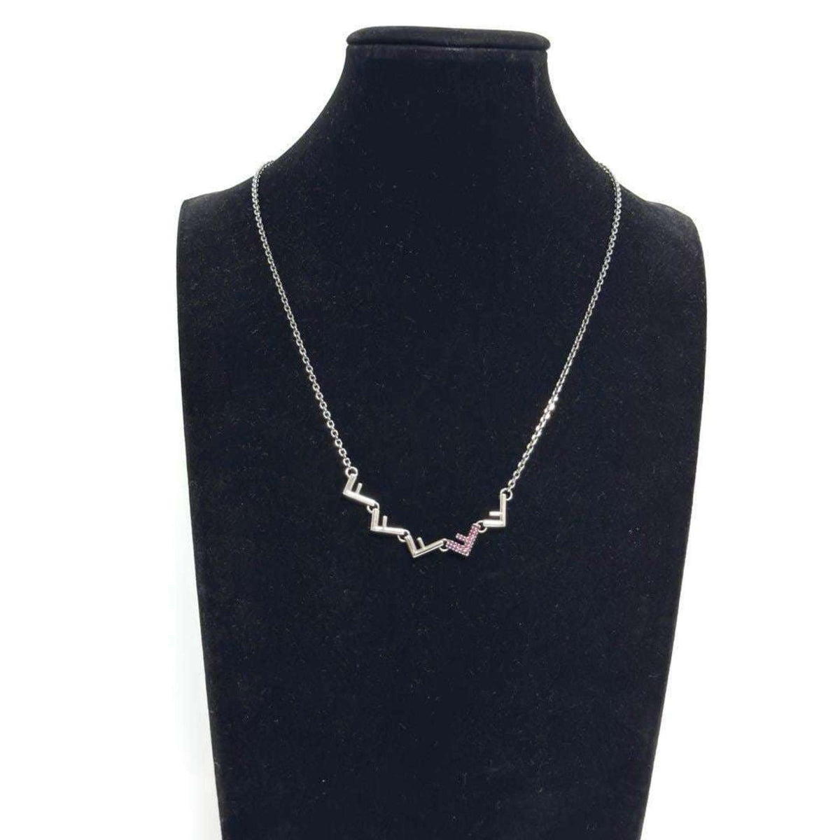 Five Pendant Necklace Metal and Rhinestone