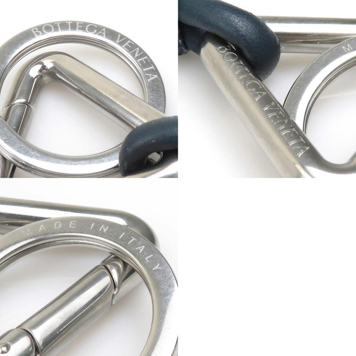 Keyring Charm Leather and Metal Navy Ring