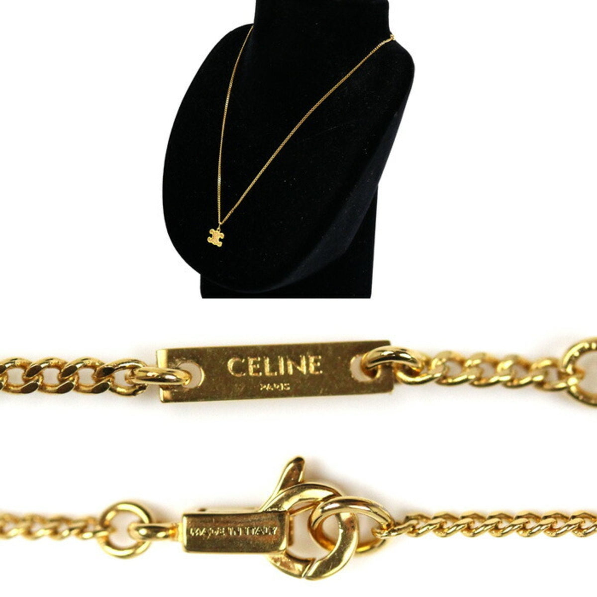 Pendant Necklace Gold with Rhinestone