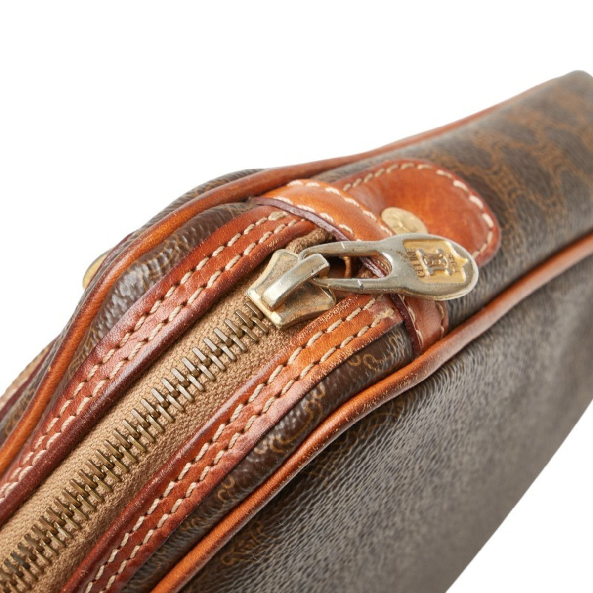 Vintage Saddle Flap Shoulder Bag Macadam Coated Canvas Small