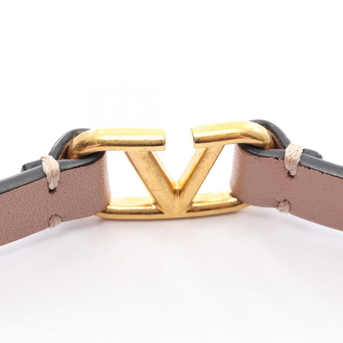 V Bracelet Gold and Leather