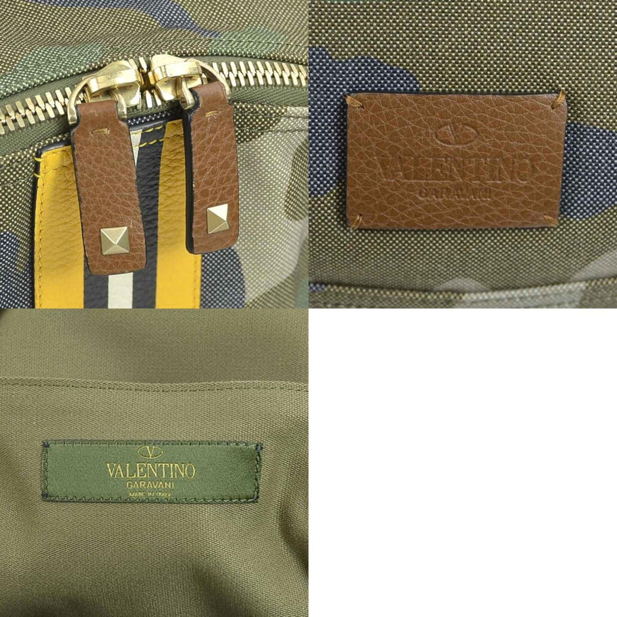 Camouflage Stripe Backpack Canvas with Leather Large