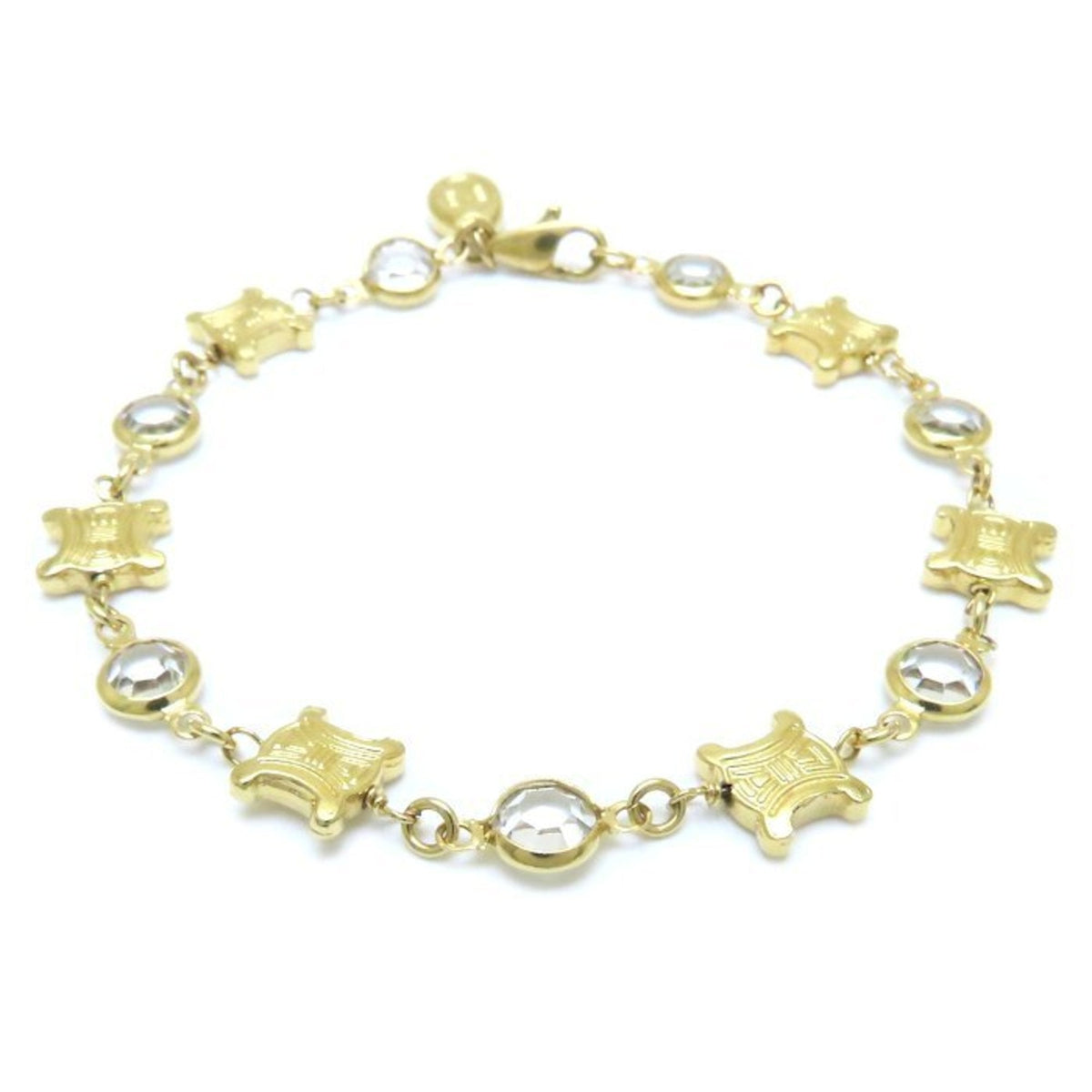 Triomphe Motif Bracelet Gold Plated with Rhinestones