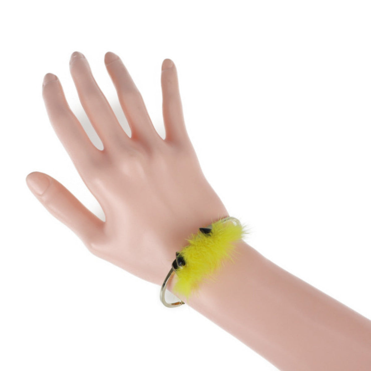 Monster Charm Bracelet Fur and Metal Yellow