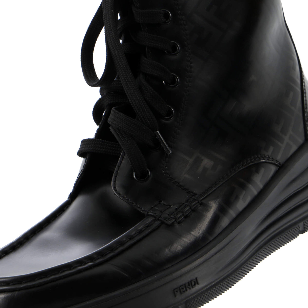 Men's Faded FF Lace Up Ankle Boots Leather