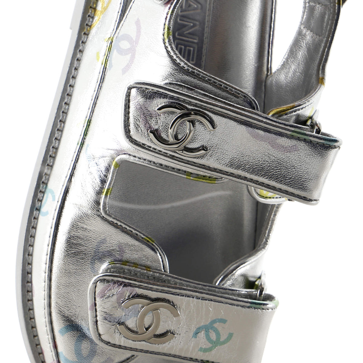 Women's Velcro Dad Sandals Printed Laminated Leather