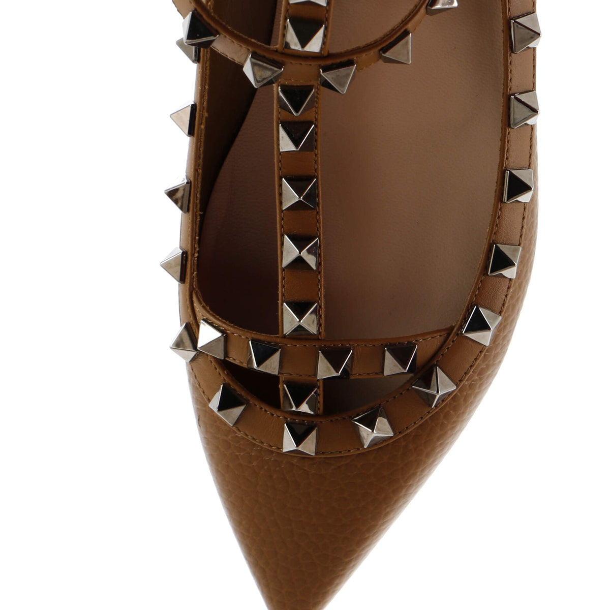 Women's Rockstud Caged Ballerina Flats Leather