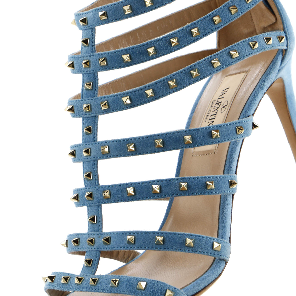 Women's Lovestud Caged Heeled Sandals Suede