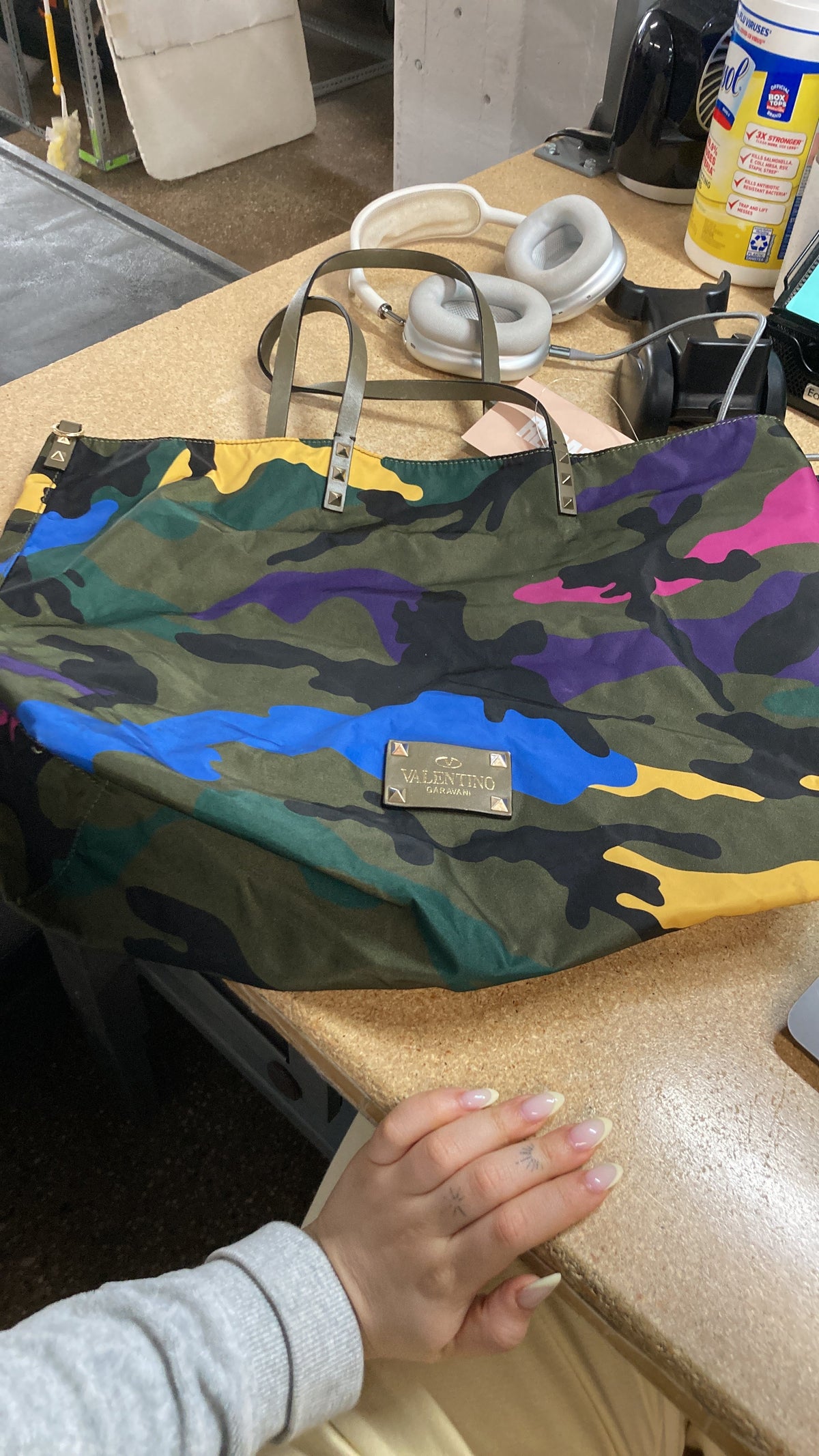 Rockstud Open Reversible Convertible Tote Camo Nylon Medium