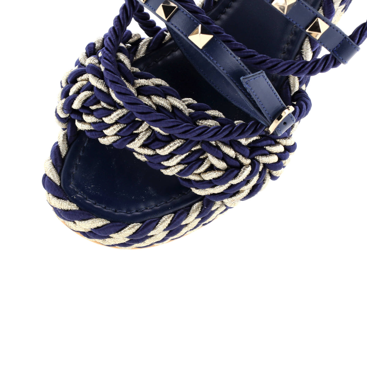 Women's Rockstud Torchon Espadrille Wedge Sandals Leather and Cord