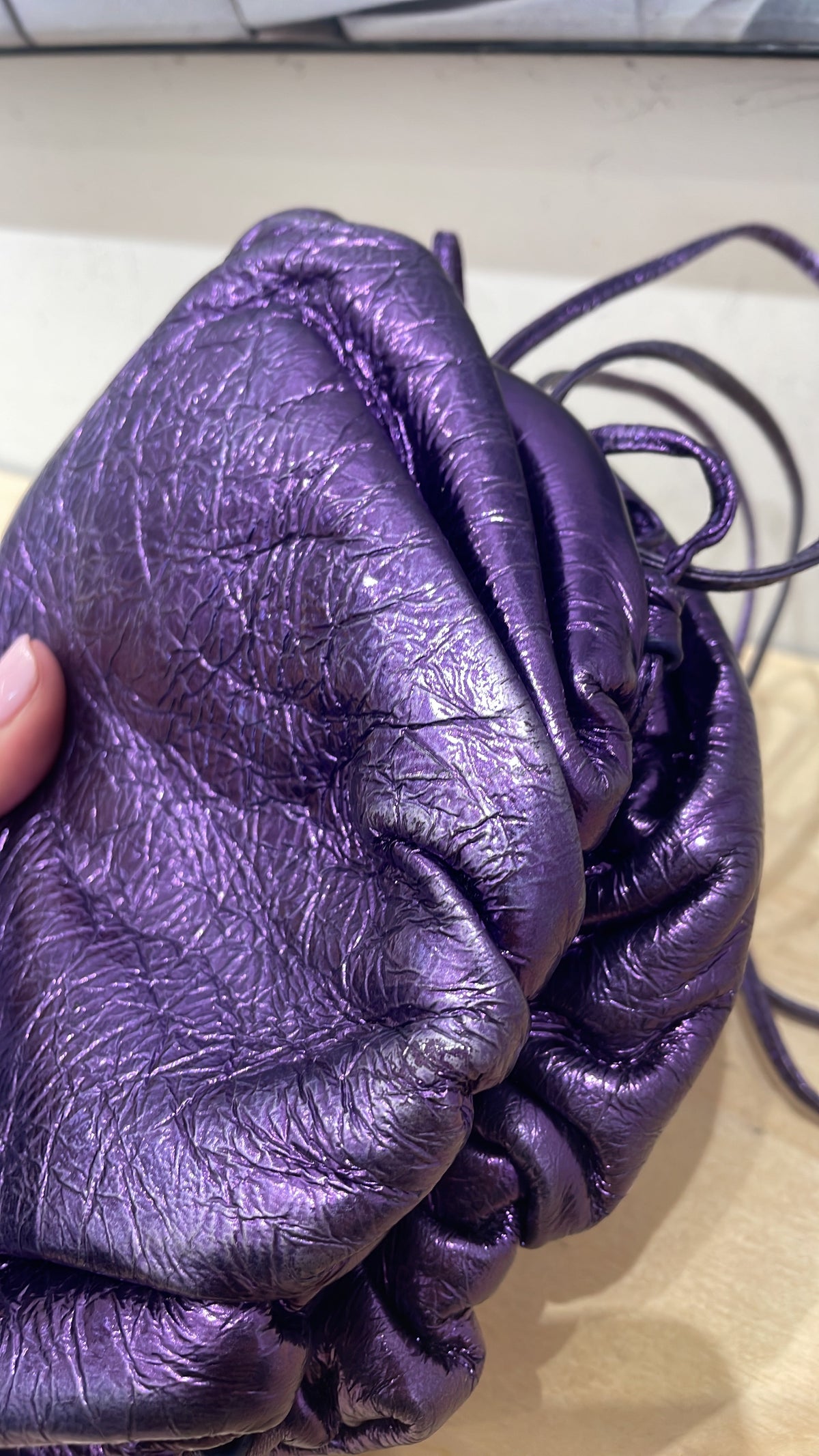 The Pouch Crinkled Metallic Leather Mini