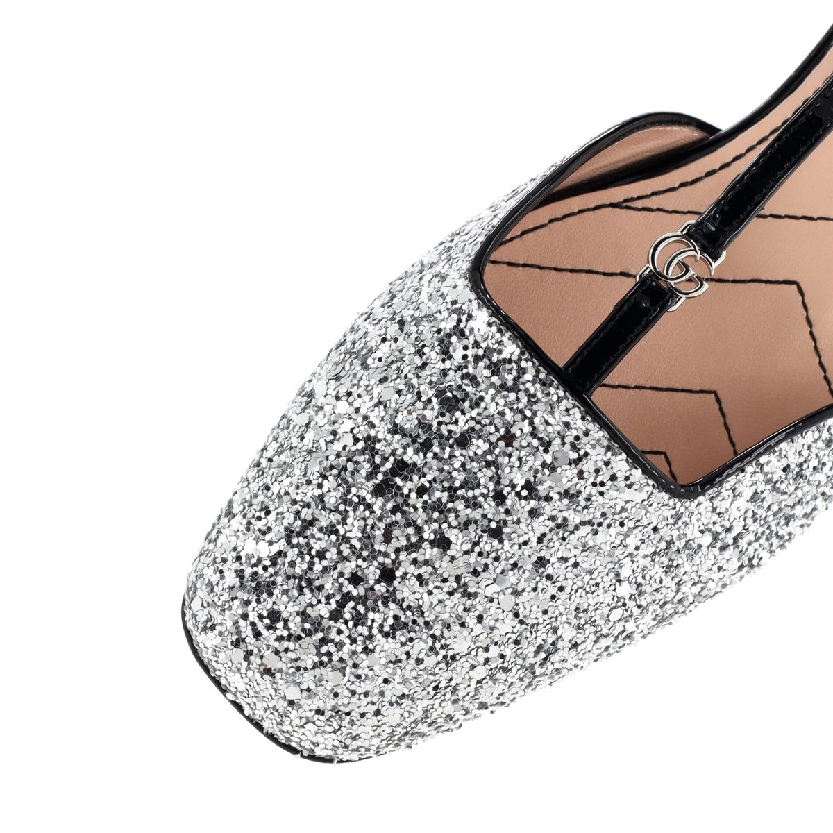 Women's GG Slingback Flats Glitter and Patent