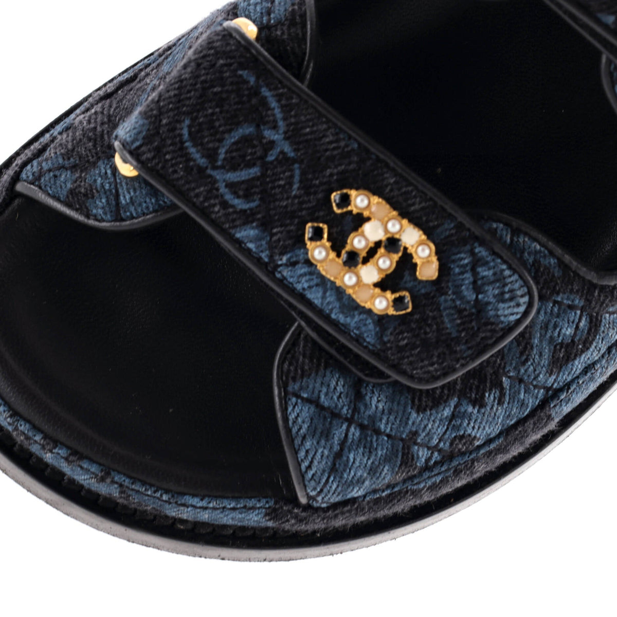 Women's Velcro Dad Sandals Quilted Printed Denim