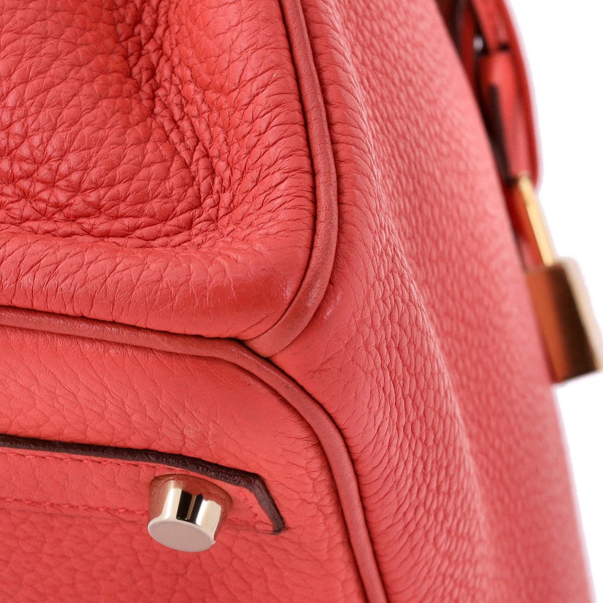 Birkin Handbag Bougainvillier Clemence with Gold Hardware 30