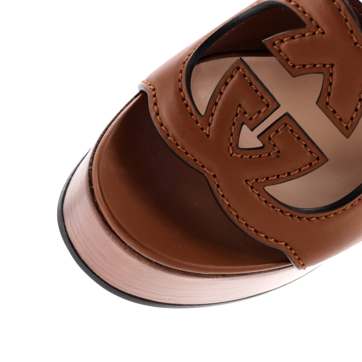 Women's Interlocking G Cut-Out Platform Sandals Leather