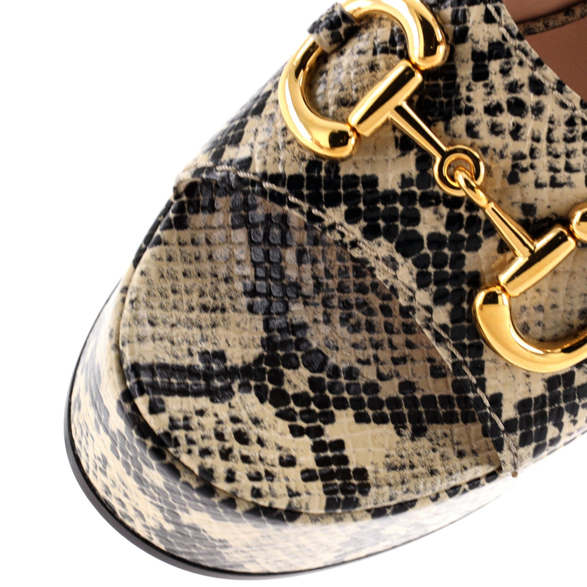 Women's Baby Horsebit Platform Sandals Snakeskin Embossed Leather