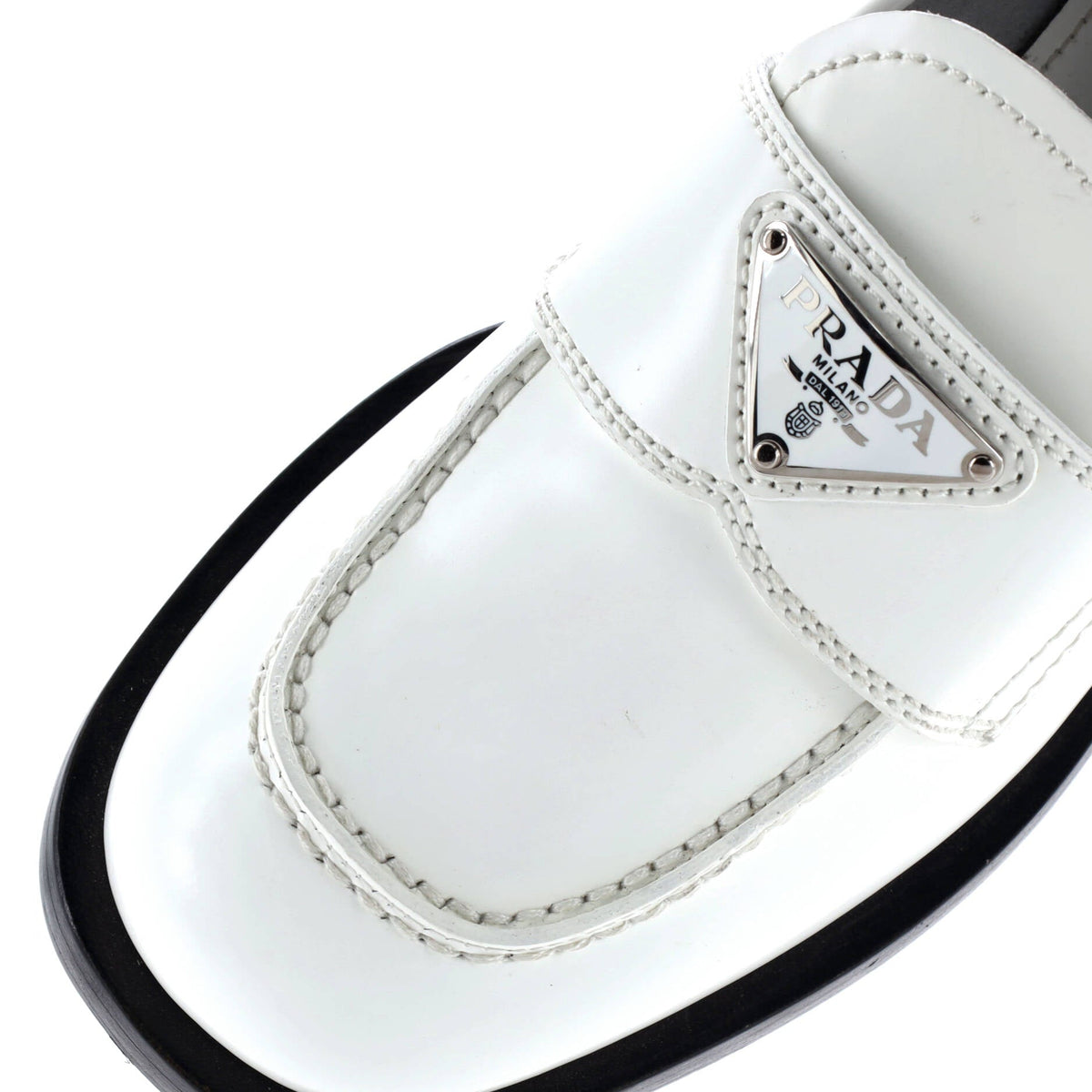 Women's Triangle Logo Loafers Spazzolato Leather
