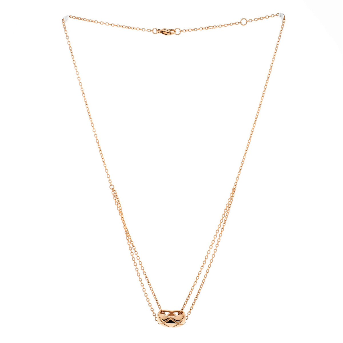 Coco Crush Double Chain Pendant Necklace 18K Beige Gold