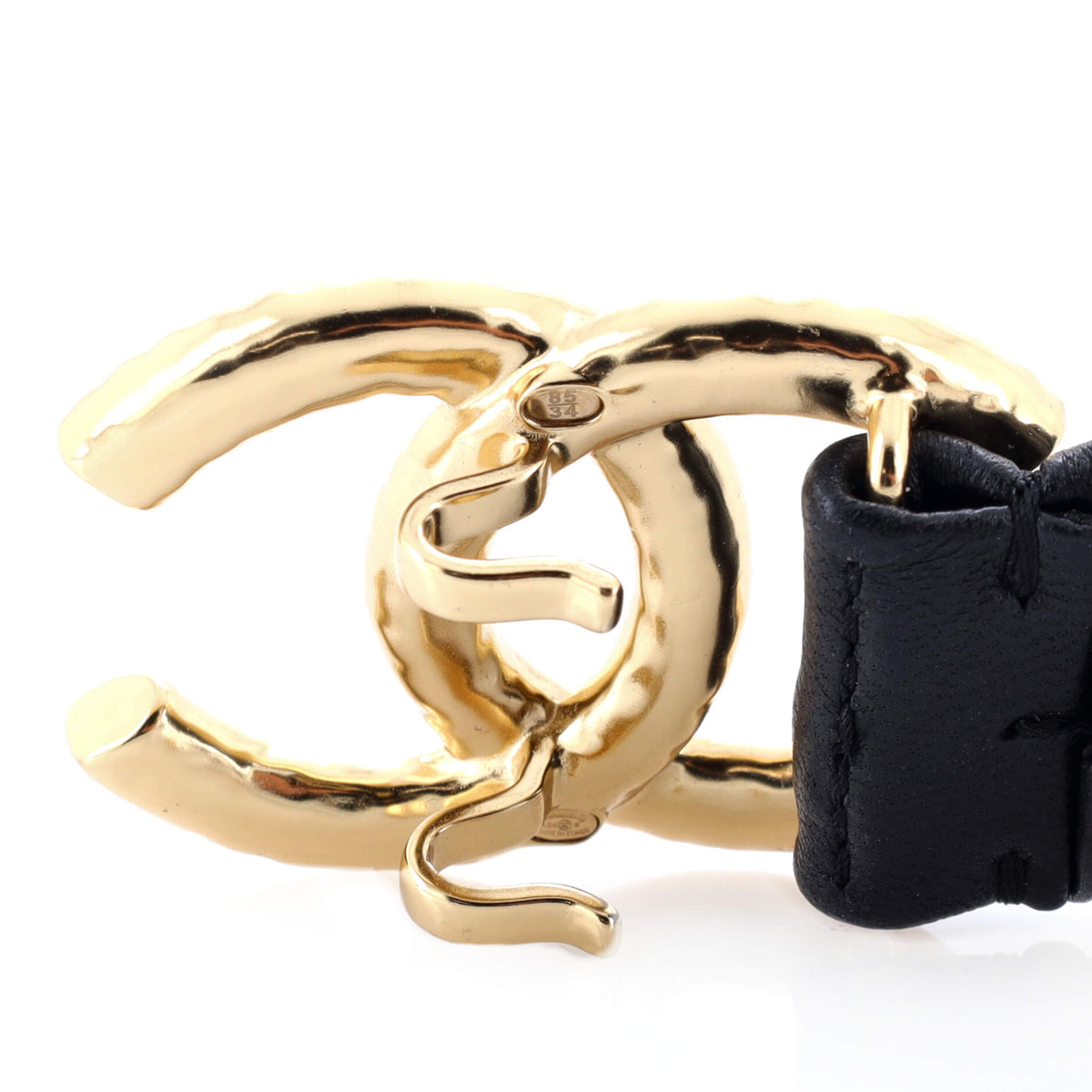 CC Elastic Belt Leather with Metal and Faux Pearls 85