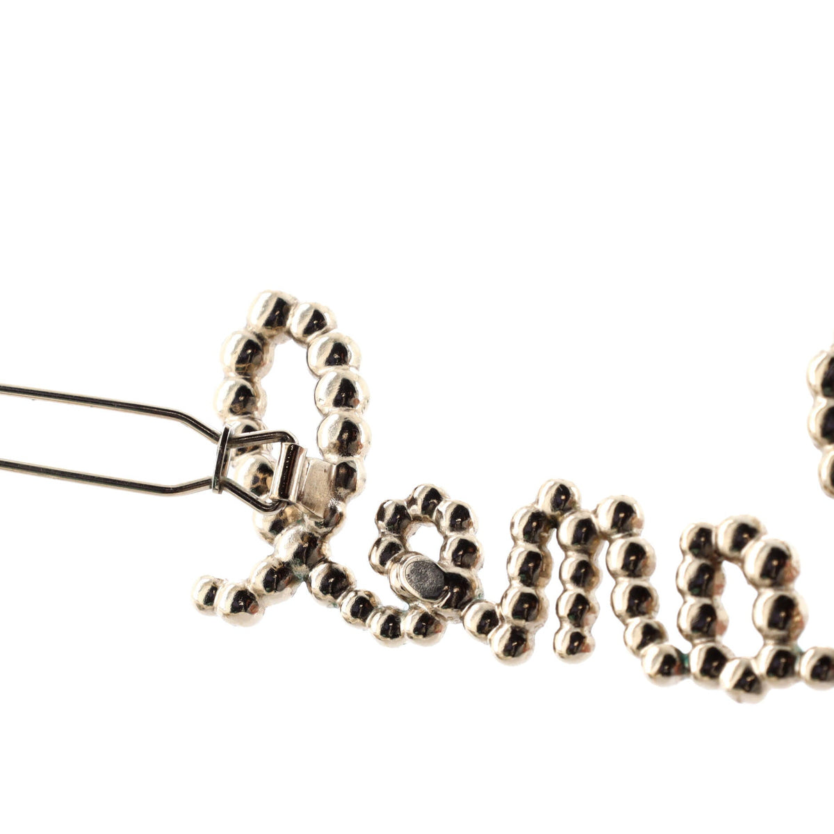Swirling Logo Hair Clip Metal with Crystals and Faux Pearls