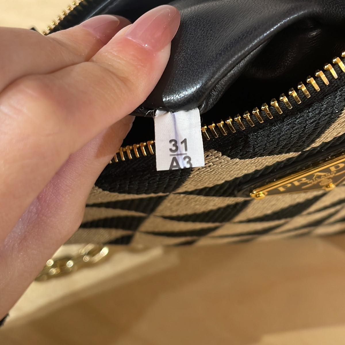 Double Symbole Triangle Bag Leather and Jacquard Mini