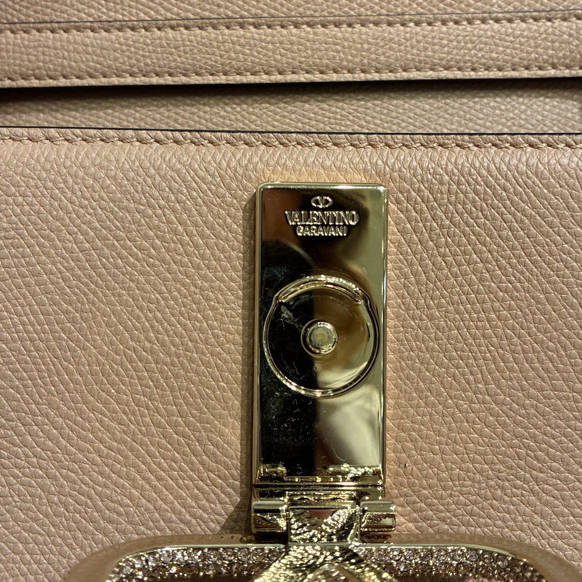 VSling Top Handle Bag Leather with Crystal Detail Small