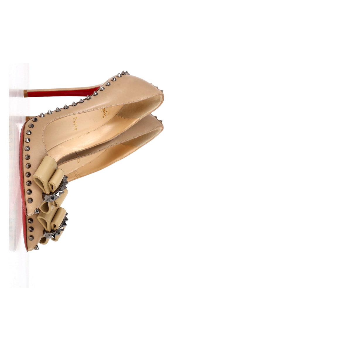 Christian Louboutin Lucifer 120 Spiked Pumps in Nude Leather