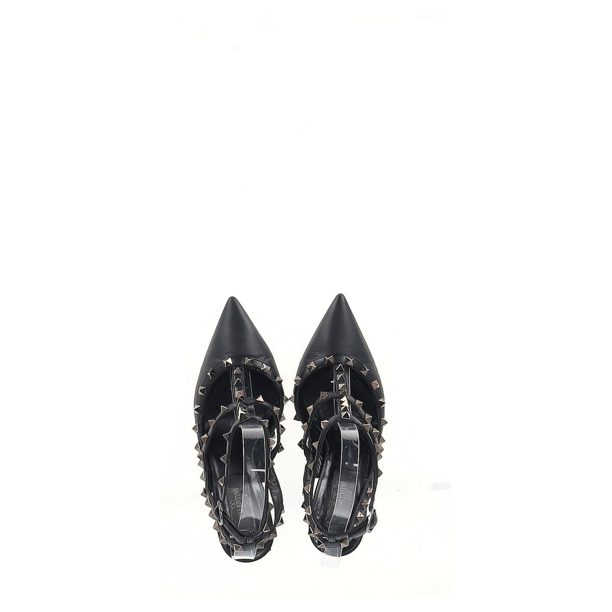 Valentino Garavani Rockstud 100 Caged Pumps in Black Calfskin Leather
