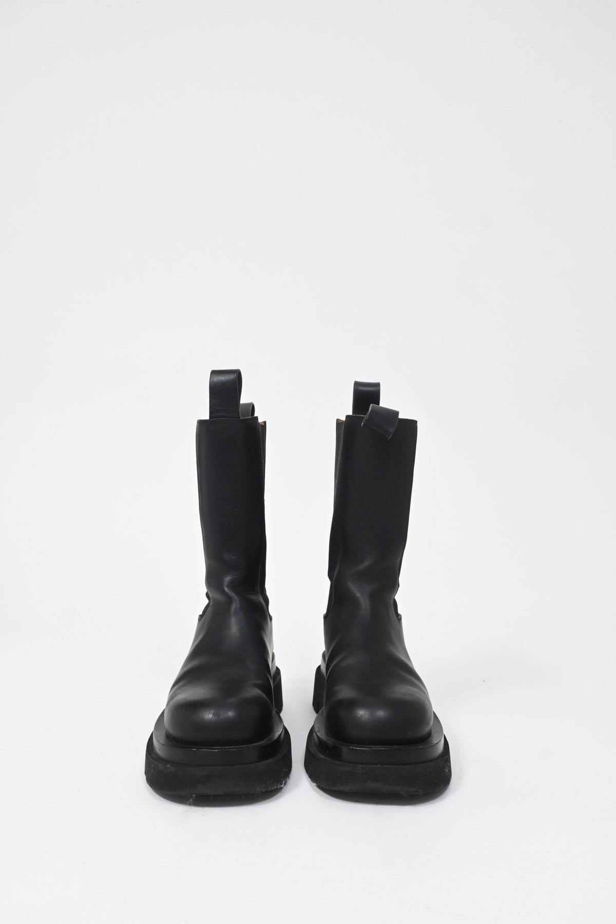 Bottega Veneta Lug Boots in Black Leather