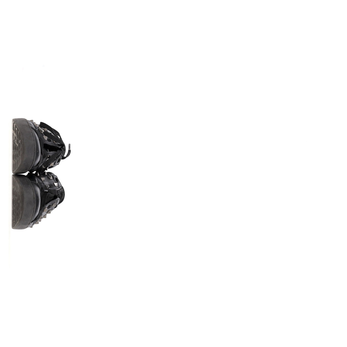 Valentino Garavani Rockstud Lace-Up Sneakers in Black Calfskin Leather
