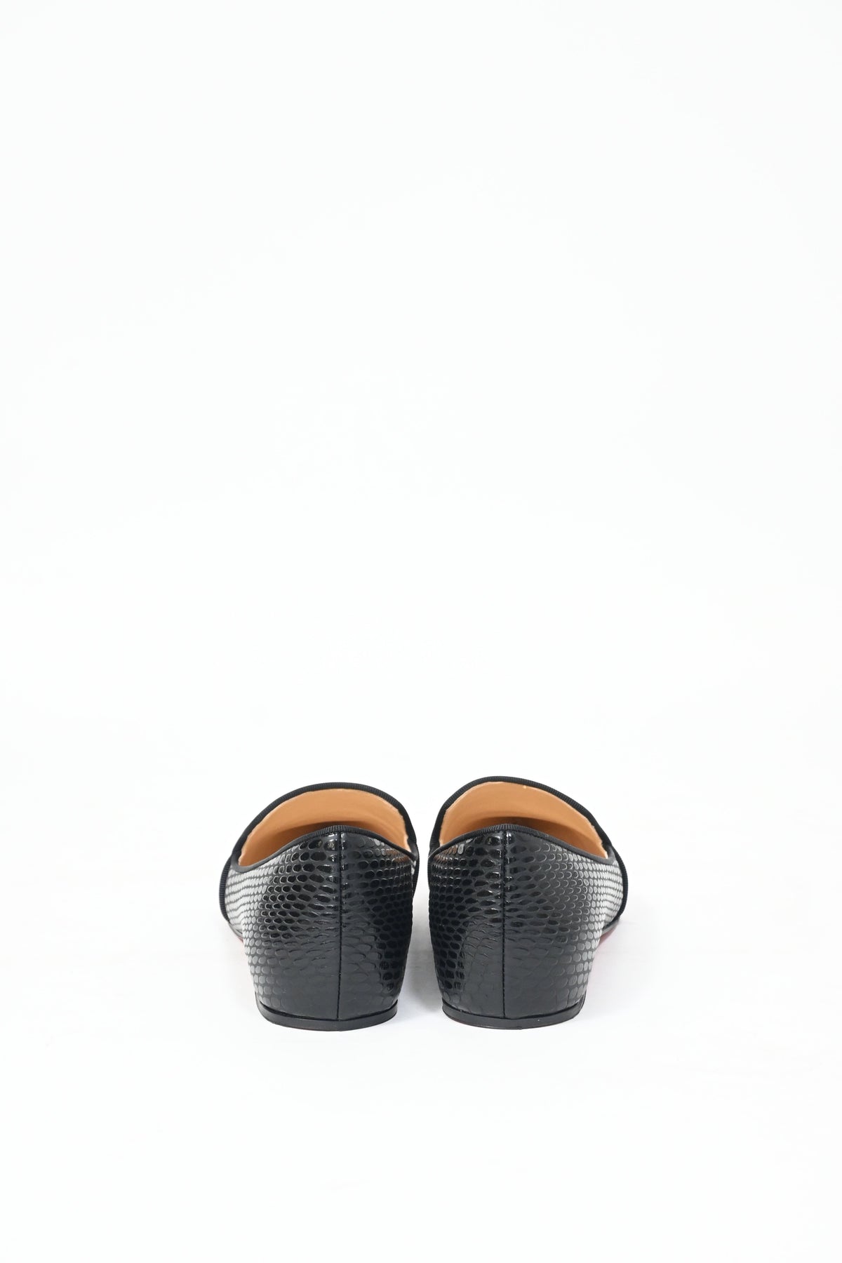 Christian Louboutin Kashasha Lizard Embossed Ballet Flats in Black Calf Leather