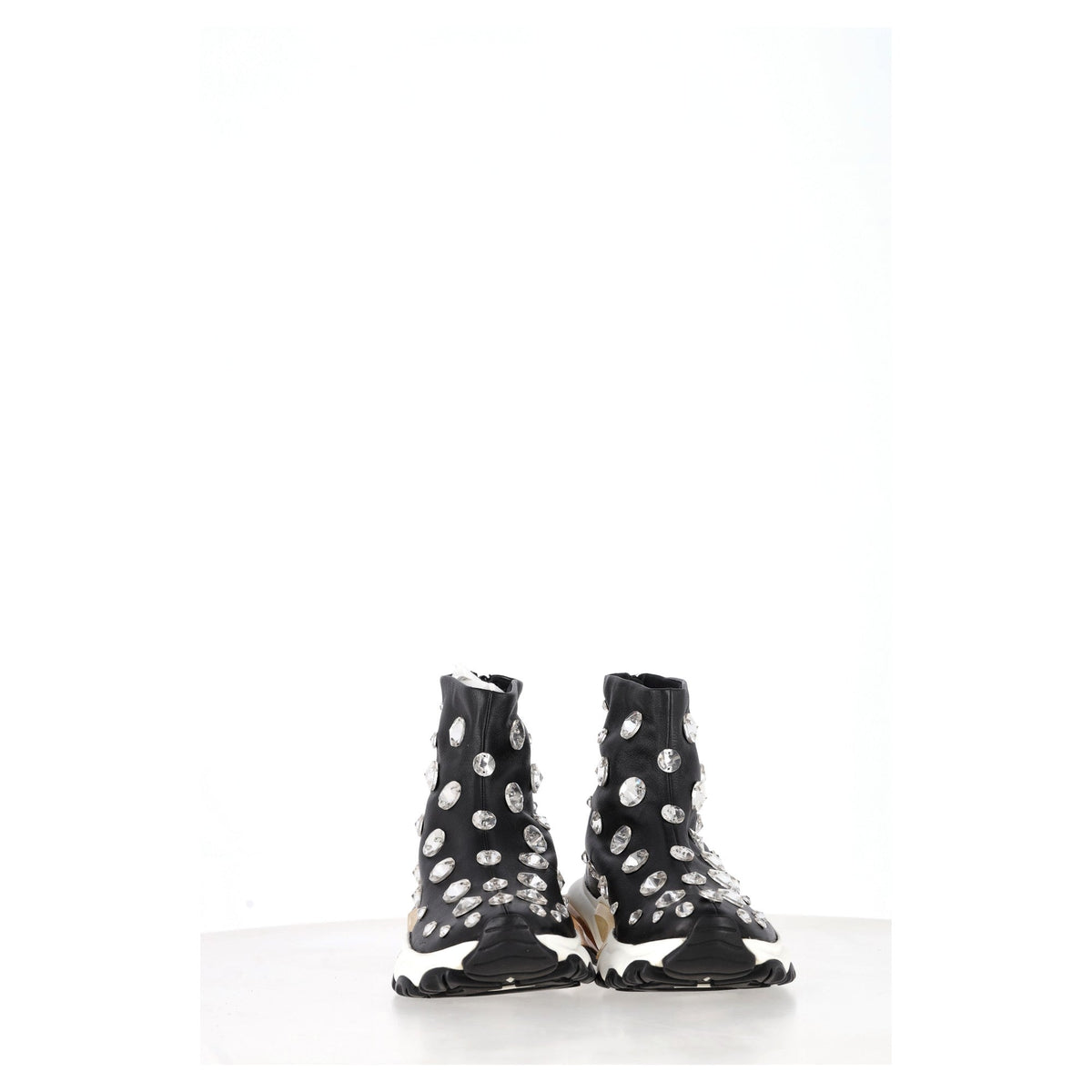 Valentino Garavani Crystal-Embellished Sneakers in Black Leather