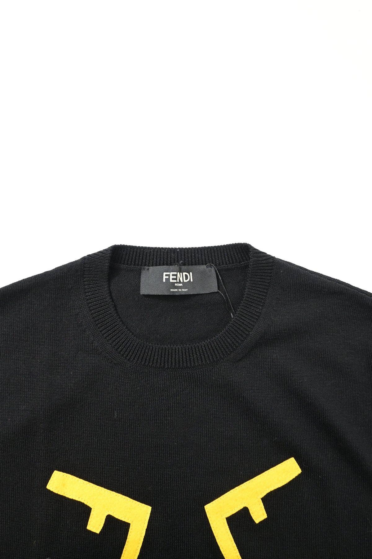 Fendi Logo Print Sweater in Black Wool