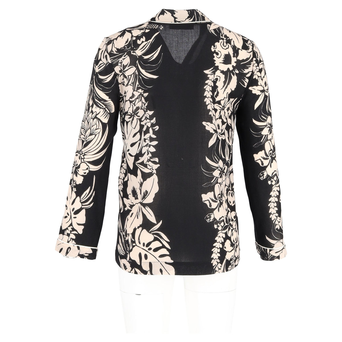 Valentino Cuban-Collar Shirt in Floral-Print Silk