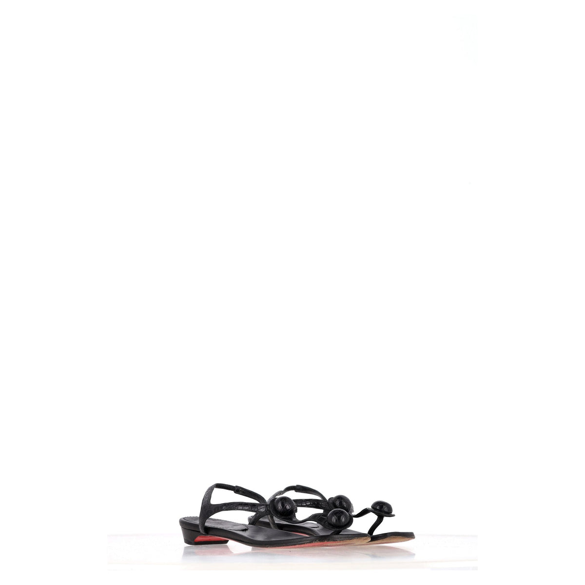 Christian Louboutin Thong Ankle Strap Sandals in Black Leather