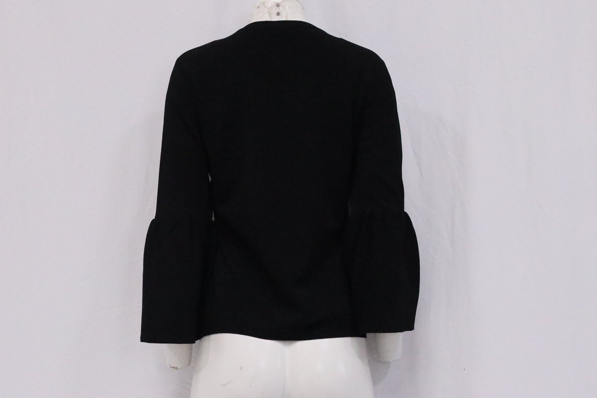 Valentino Bell Sleeve Sweater in Black Wool