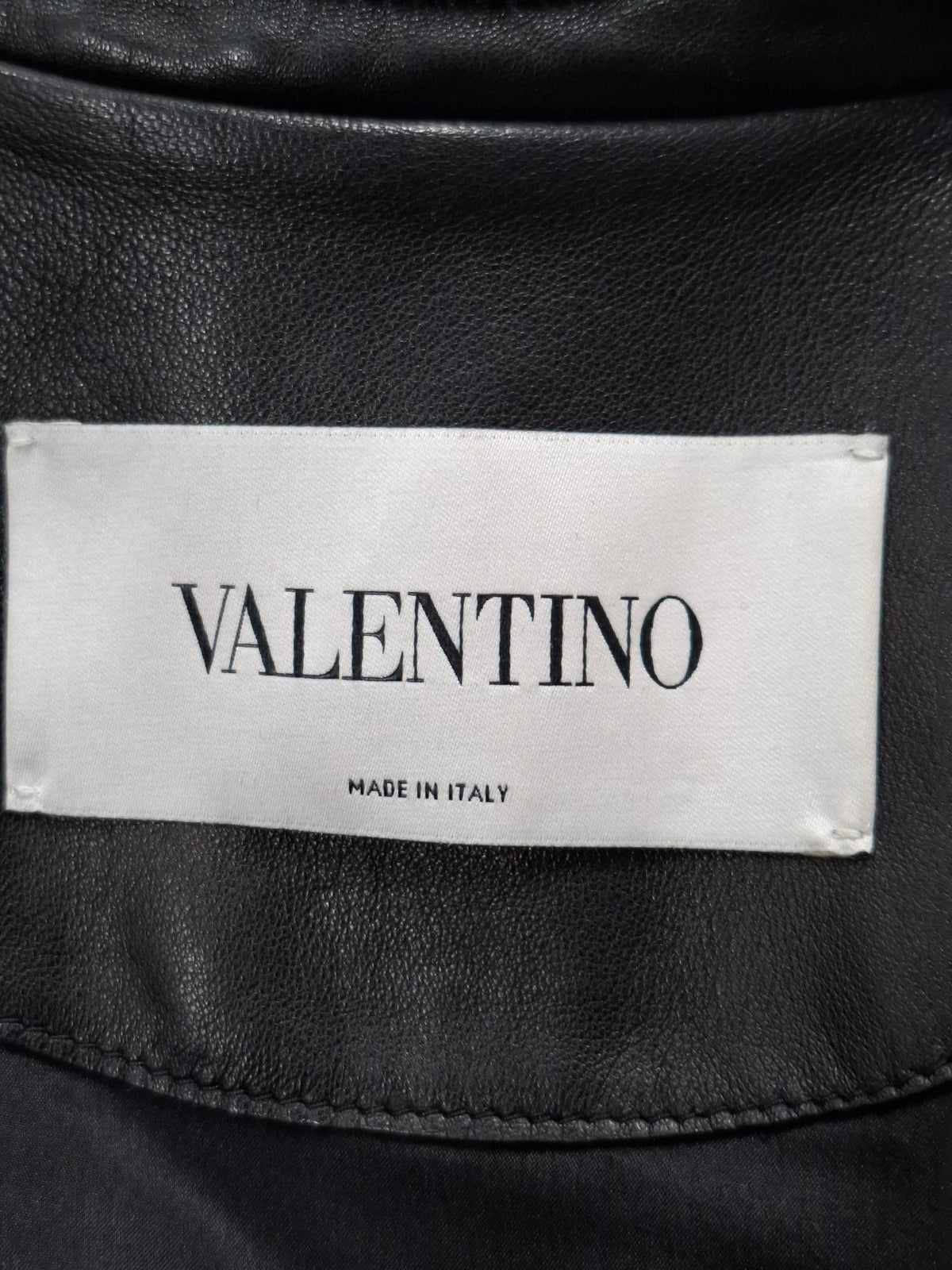 Valentino Pleated Jacket in Black Leather