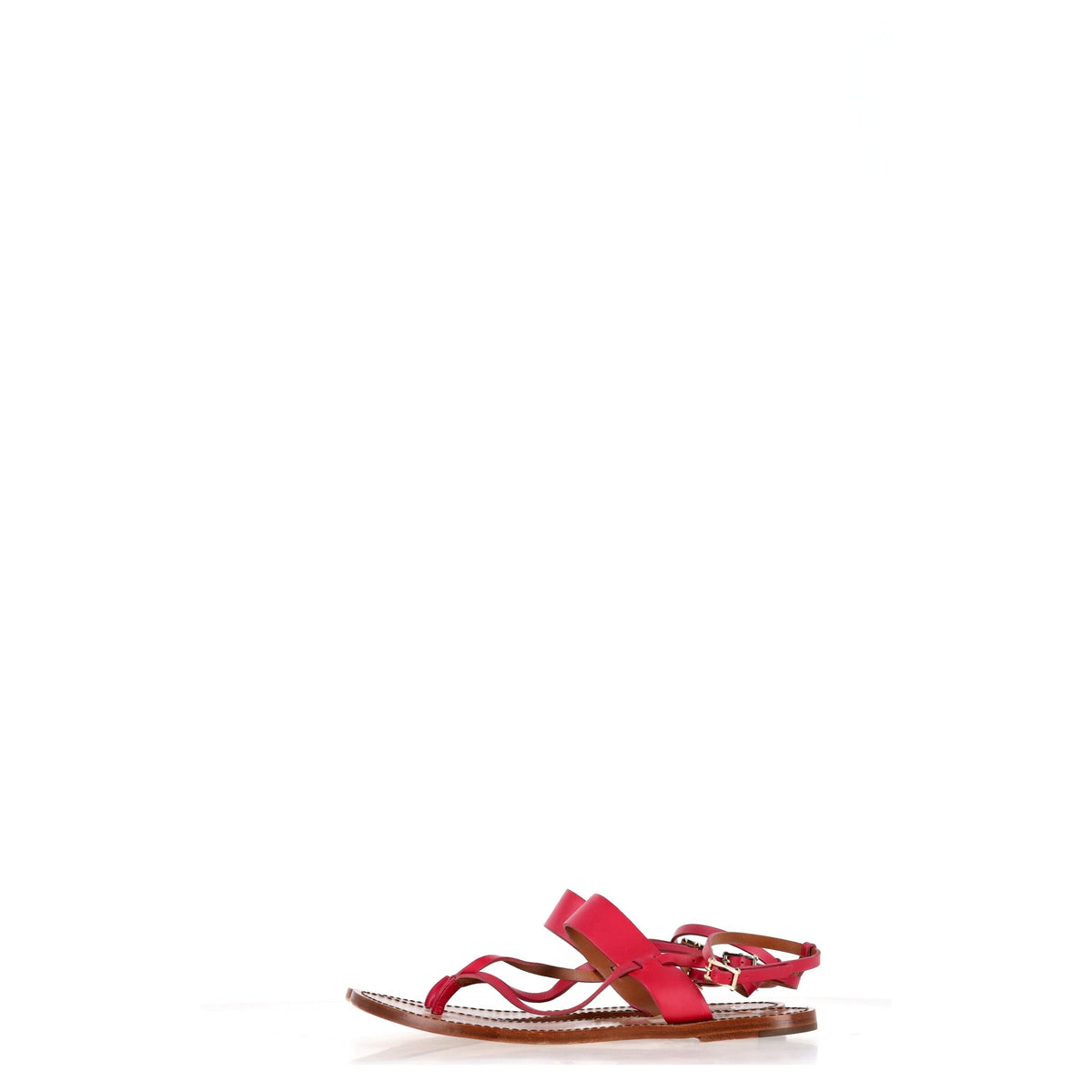 Valentino Garavani Thong Ankle Strap Flat Sandals in Pink Leather