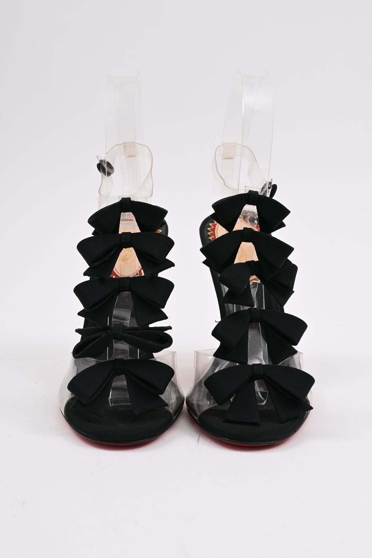 Christian Louboutin Bow Bow Sandal heels in Black PVC
