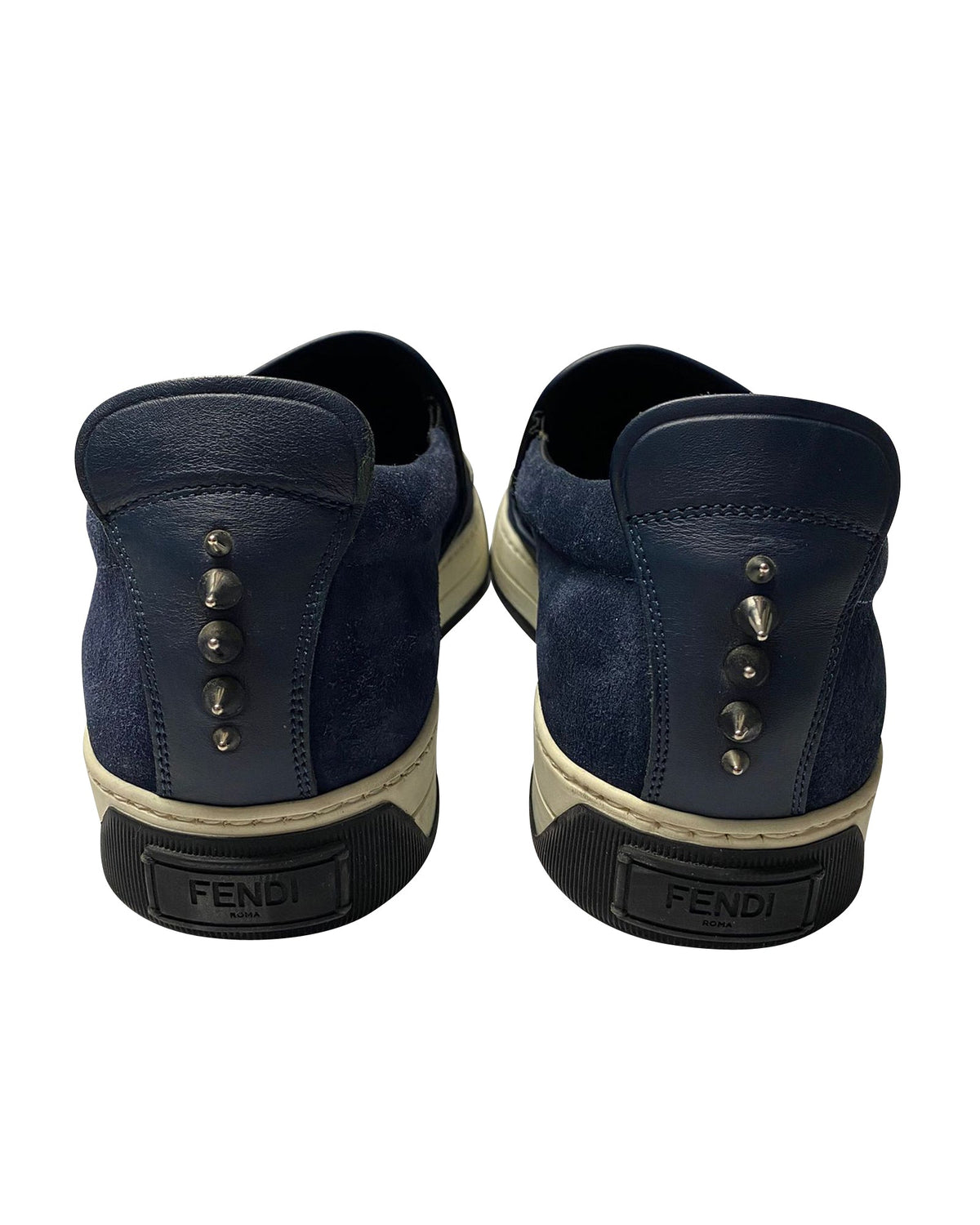 Fendi Monster 3D Eyes Slip-On Sneakers in Navy Blue Suede