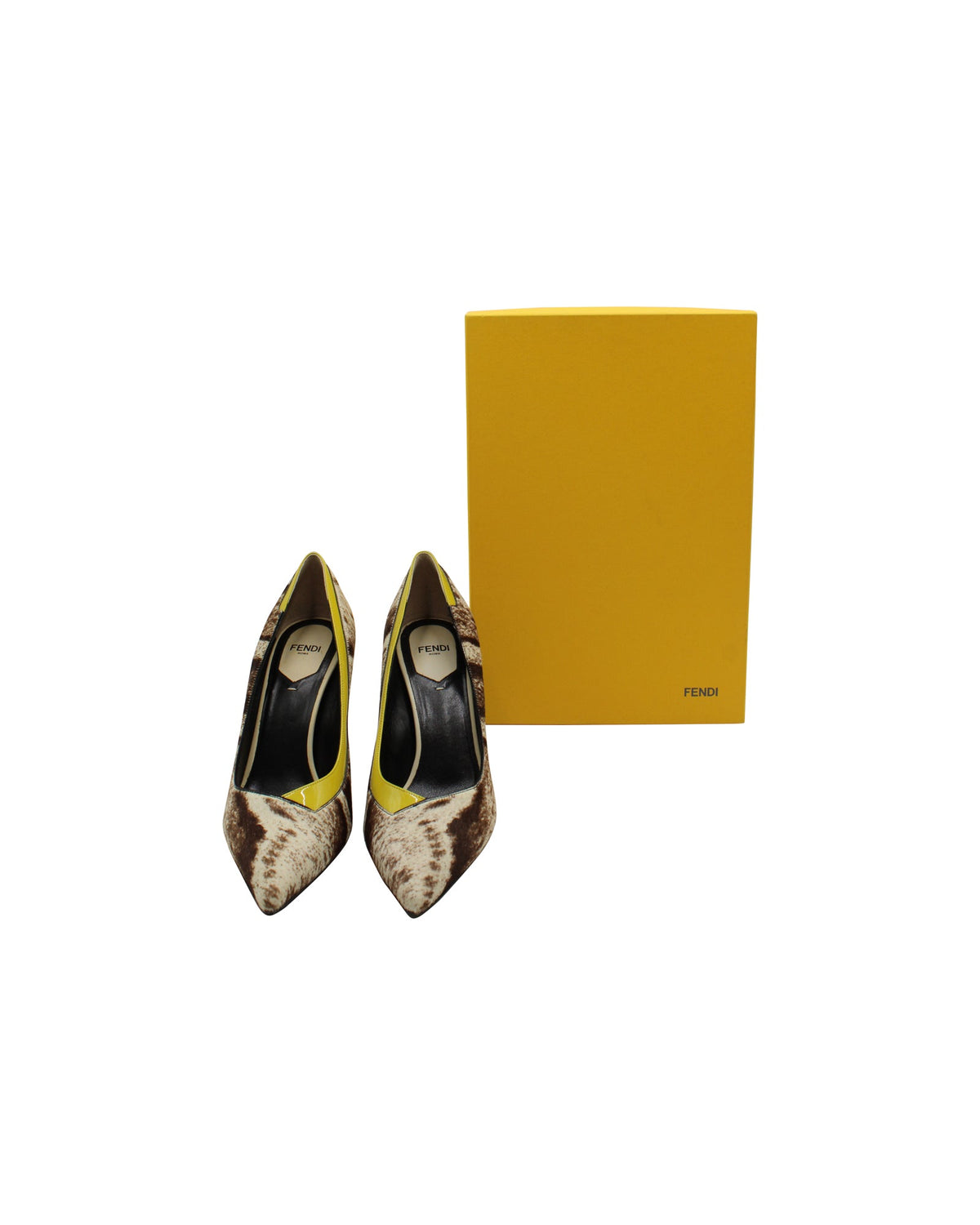 Fendi Pointed Pump in Animal Print Calf Hair Suede